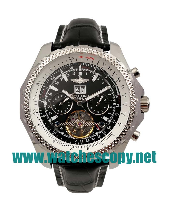 UK AAA Quality Breitling Bentley Tourbillon Replica Watches With Black Dials For Men